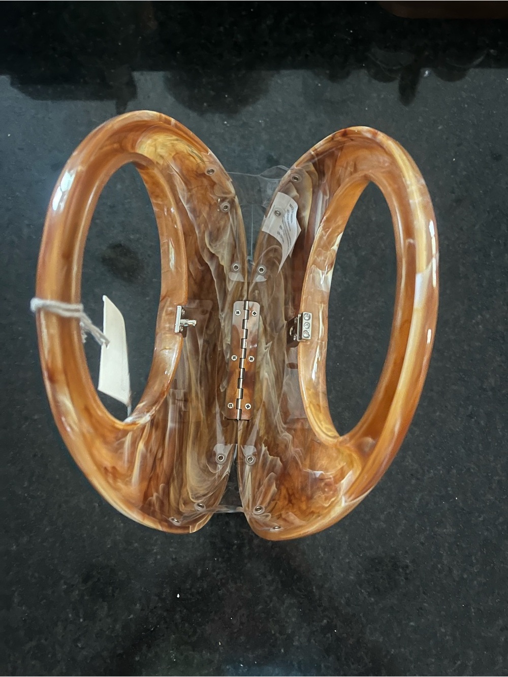 Target A New Day Acrylic Crescent Marble Minaudiere Clutch - Brown - Picture 11 of 13